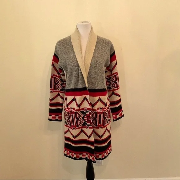 BCBG maxazria Aztec tribal southwestern long cardigan career cozy Small - Picture 2 of 5